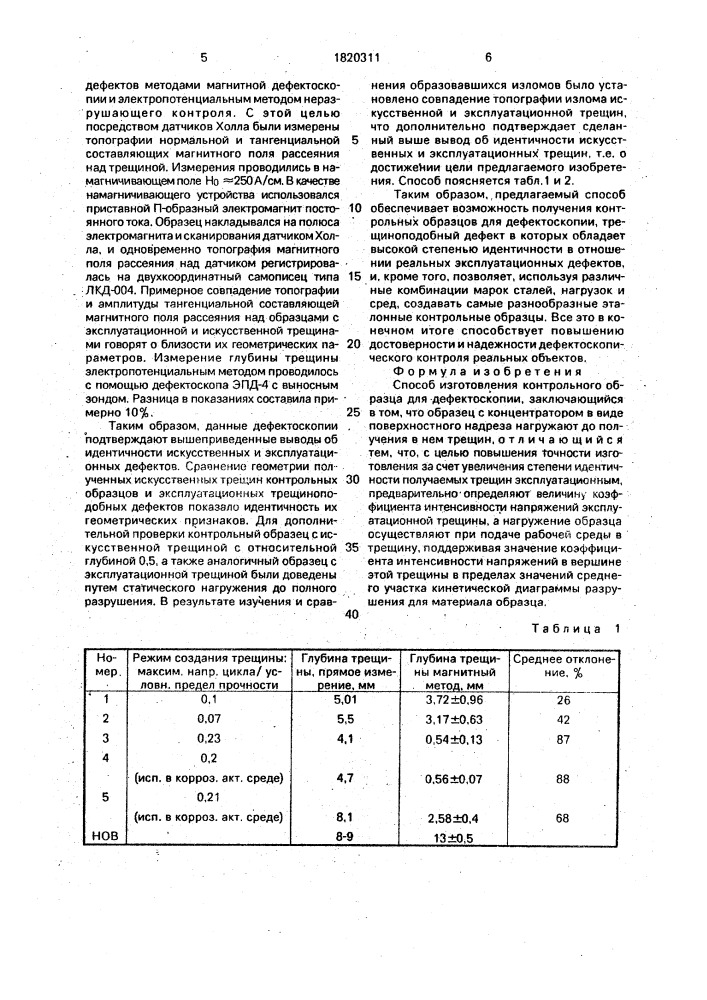 Способ изготовления контрольного образца для дефектоскопии (патент 1820311)