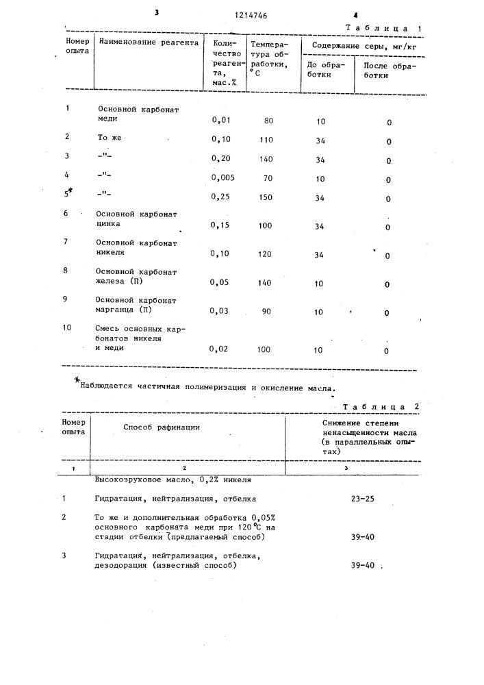 Способ рафинации серосодержащих растительных масел (патент 1214746)
