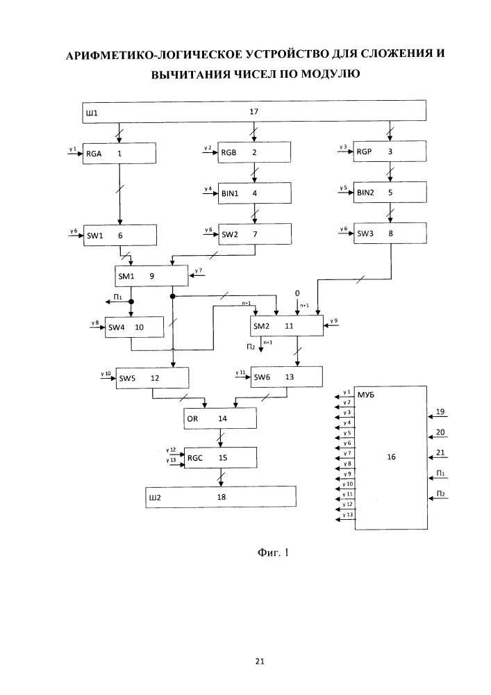 Арифметико-логическое устройство для сложения и вычитания чисел по модулю (патент 2639645)