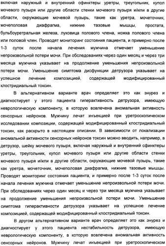 Способы лечения мочеполовых-неврологических расстройств с использованием модифицированных клостридиальных токсинов (патент 2491086)