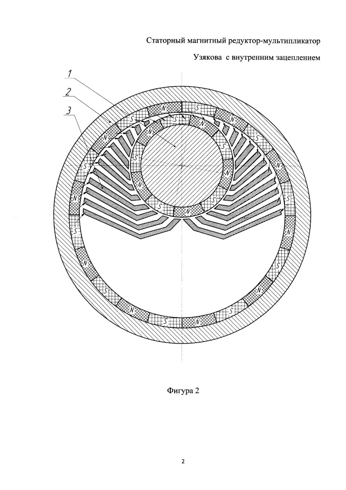 Статорный магнитный редуктор-мультипликатор узякова с внутренним зацеплением (патент 2654656)