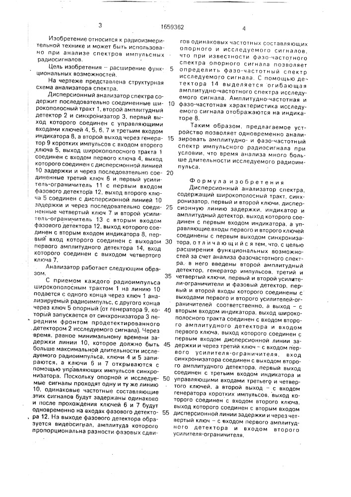 Дисперсионный анализатор спектра (патент 1659362)