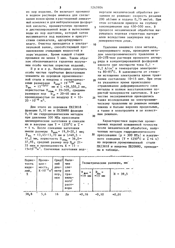 Способ обработки пористых изделий (патент 1243904)