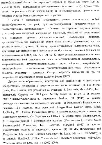 Способ получения соматотропного гормона со сниженным содержанием агрегата его изоформ, способ получения антагониста соматотропного гормона со сниженным содержанием агрегата его изоформ и общим суммарным содержанием трисульфидной примеси и/или дефенилаланиновой примеси (патент 2368619)