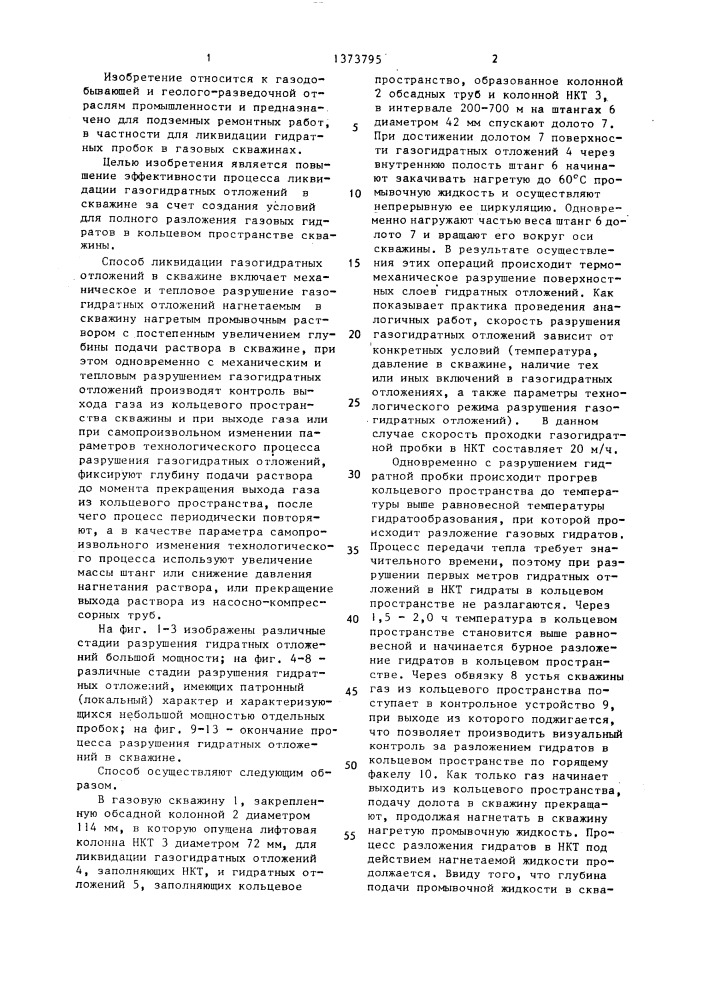 Способ ликвидации газогидратных отложений в скважине (патент 1373795)