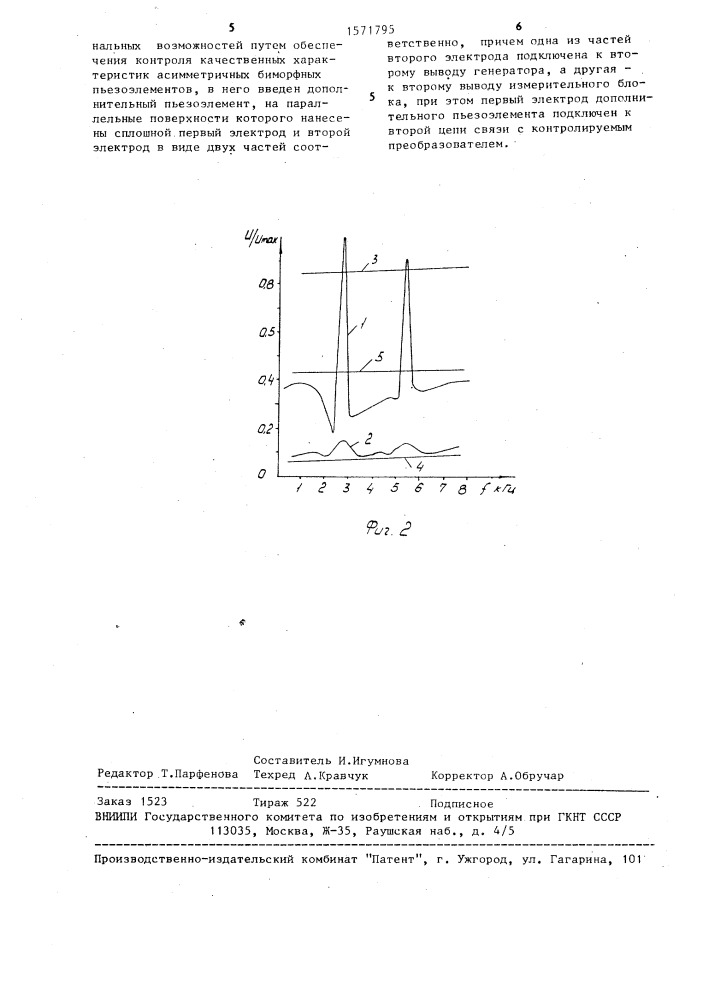 Устройство для контроля пьезопреобразователей (патент 1571795)