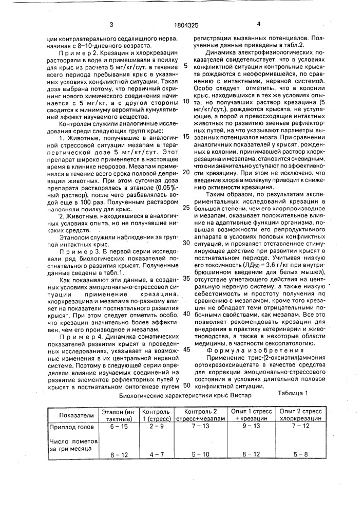 Средство для коррекции эмоционально-стрессового состояния в условиях длительной половой конфликтной ситуации (патент 1804325)