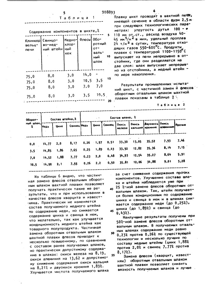 Шихта для переработки полиметаллических материалов (патент 908893)