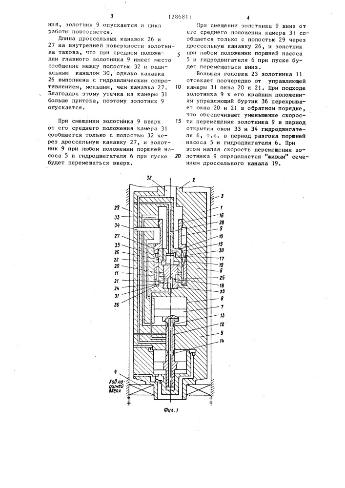 Глубинный поршневой гидродвигатель двойного действия (патент 1286811)