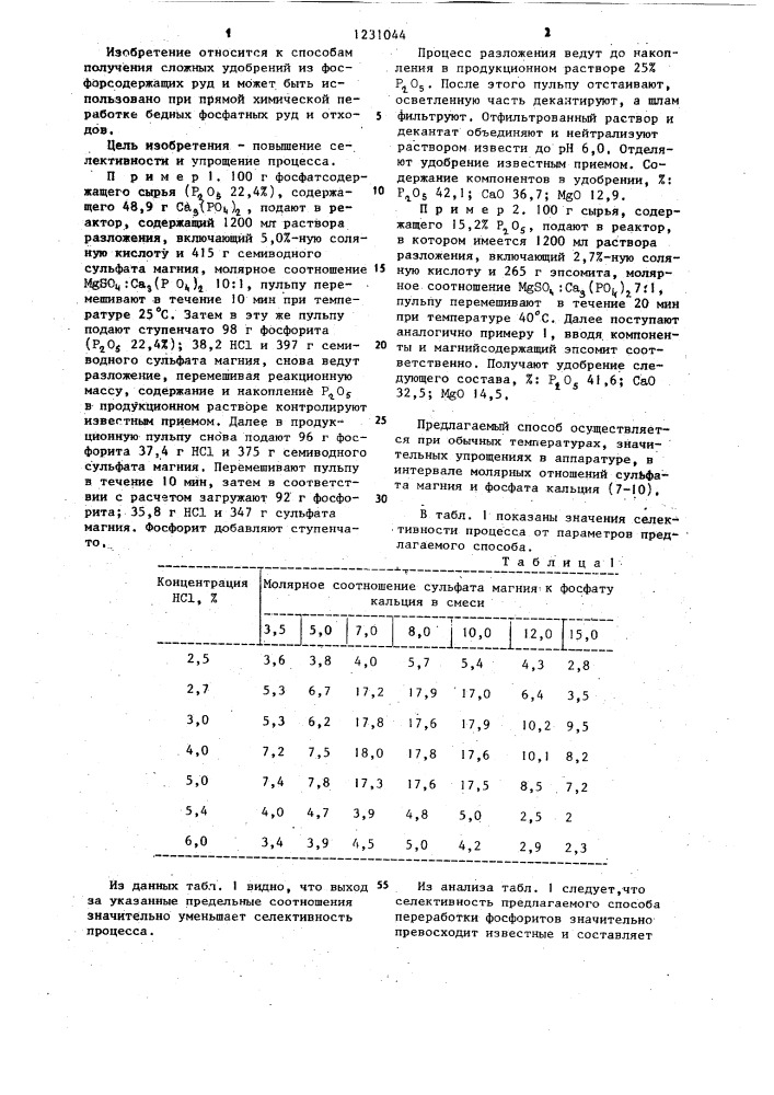 Способ получения сложного удобрения (патент 1231044)