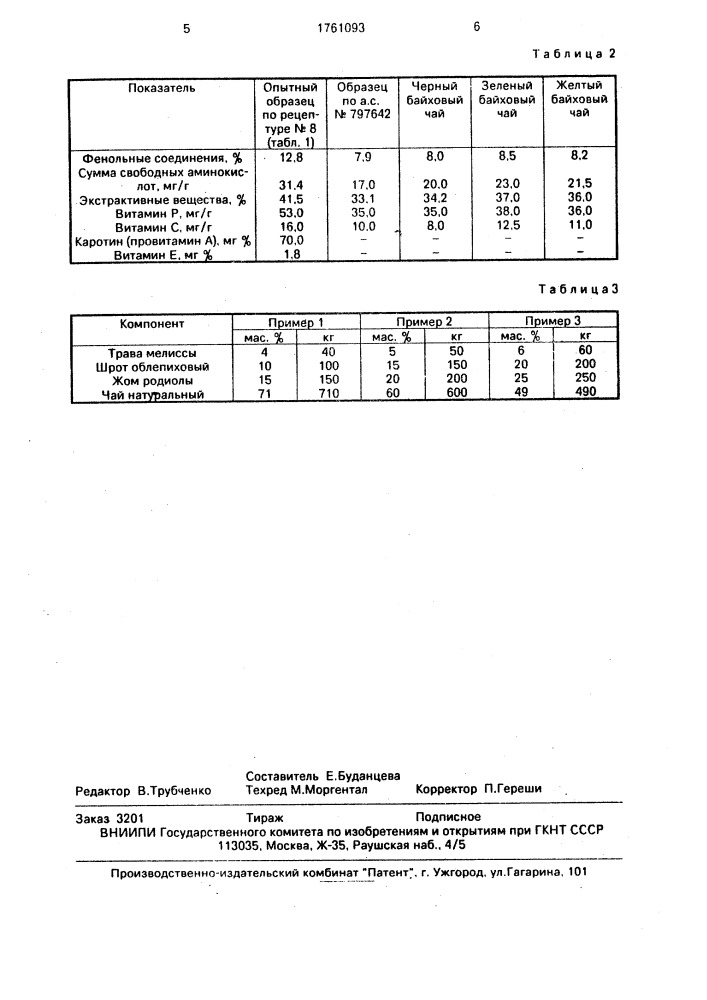 Состав для получения чайного напитка (патент 1761093)