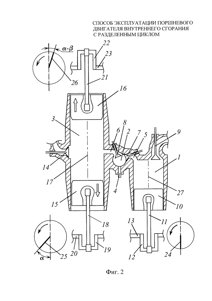 Способ эксплуатации поршневого двигателя внутреннего сгорания с разделенным циклом (патент 2638257)