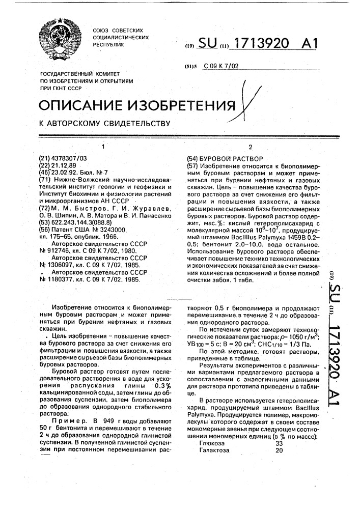 Буровой раствор (патент 1713920)