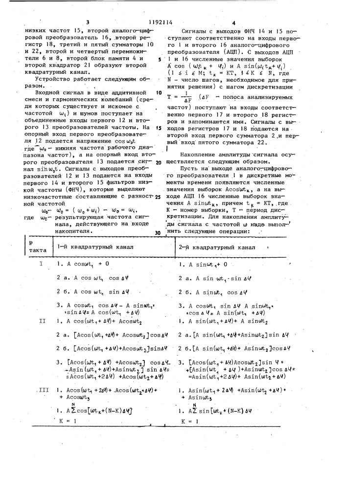 Накопитель амплитуды сигналов (патент 1192114)