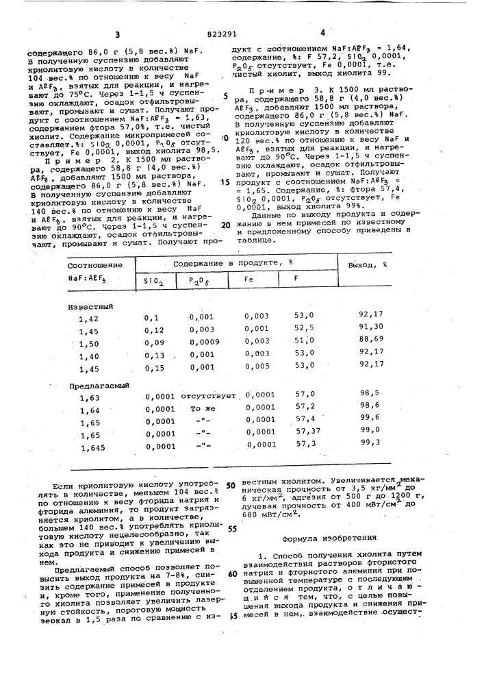 Способ получения хиолита (патент 823291)