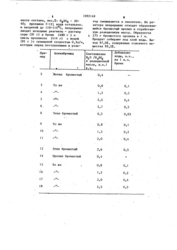 Способ получения бромистых алкилов (патент 1092149)