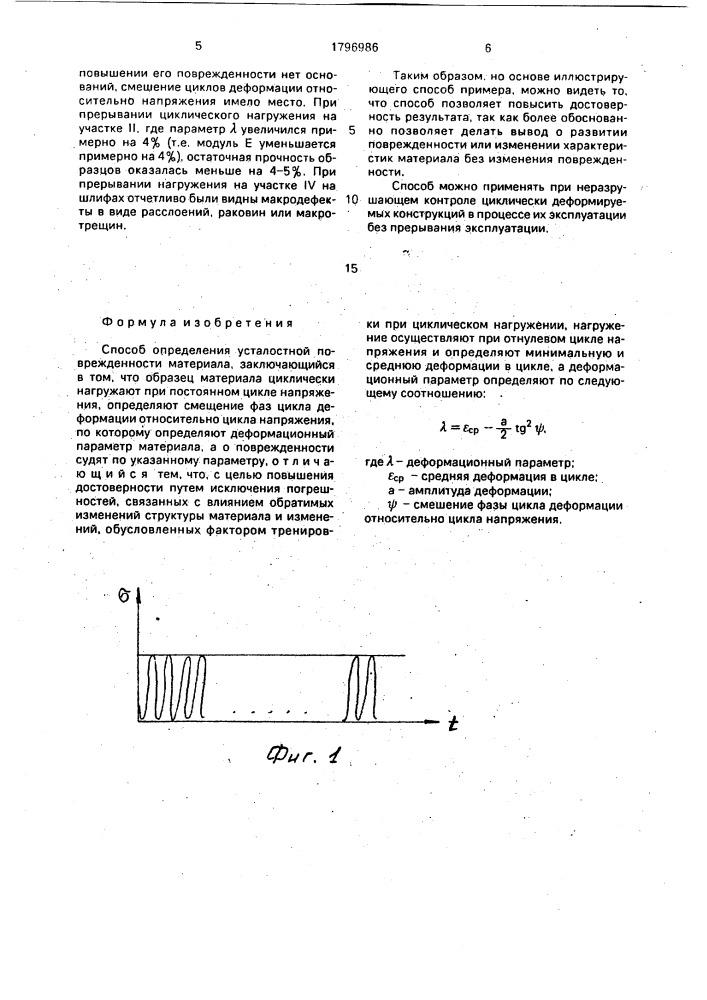 Способ определения усталостной поврежденности материала (патент 1796986)