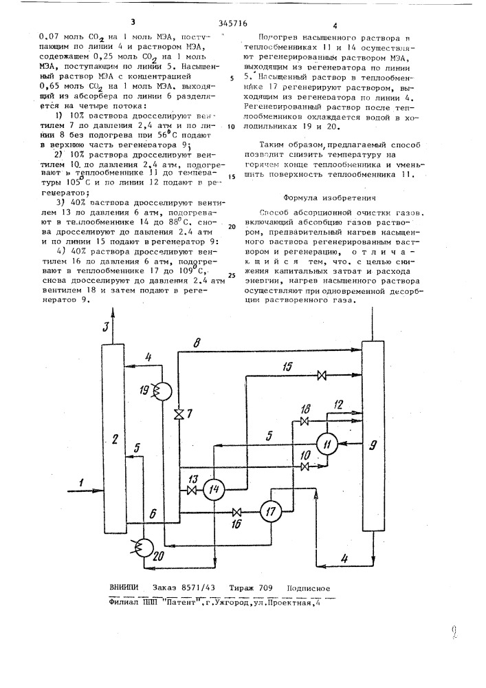 Способ абсорбционной очистки газов (патент 345716)