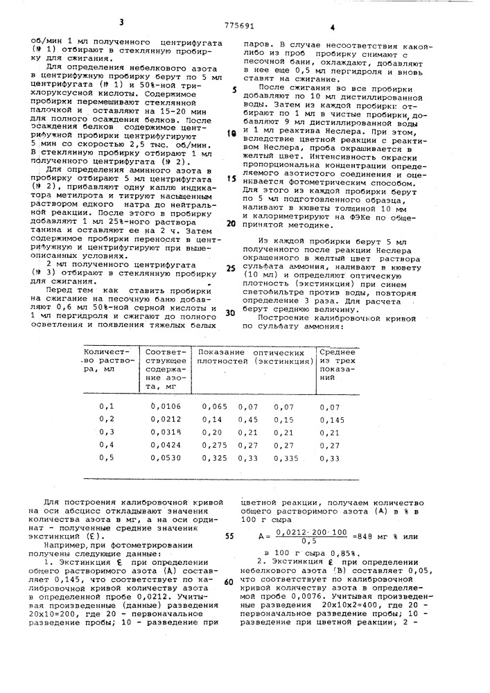 Способ определения азотистых веществ в сырах (патент 775691)