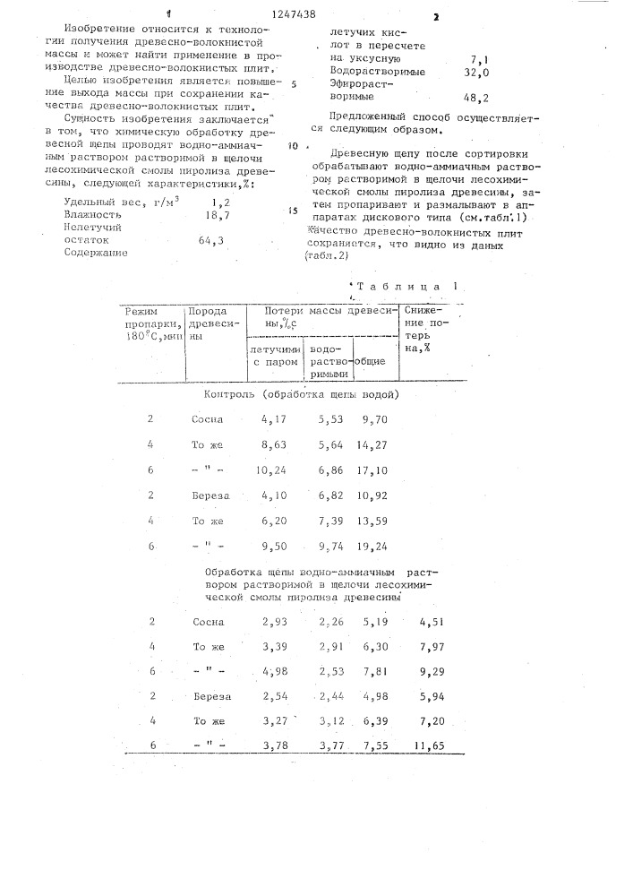 Способ получения волокнистой массы для изготовления древесноволокнистых плит (патент 1247438)