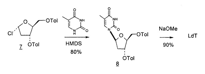 Синтез  -l-2&#39;-дезоксинуклеозидов (патент 2361875)