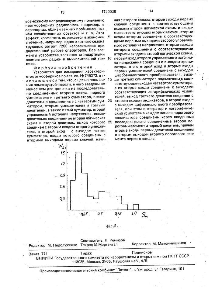 Устройство для измерения характеристик атмосфериков (патент 1720038)