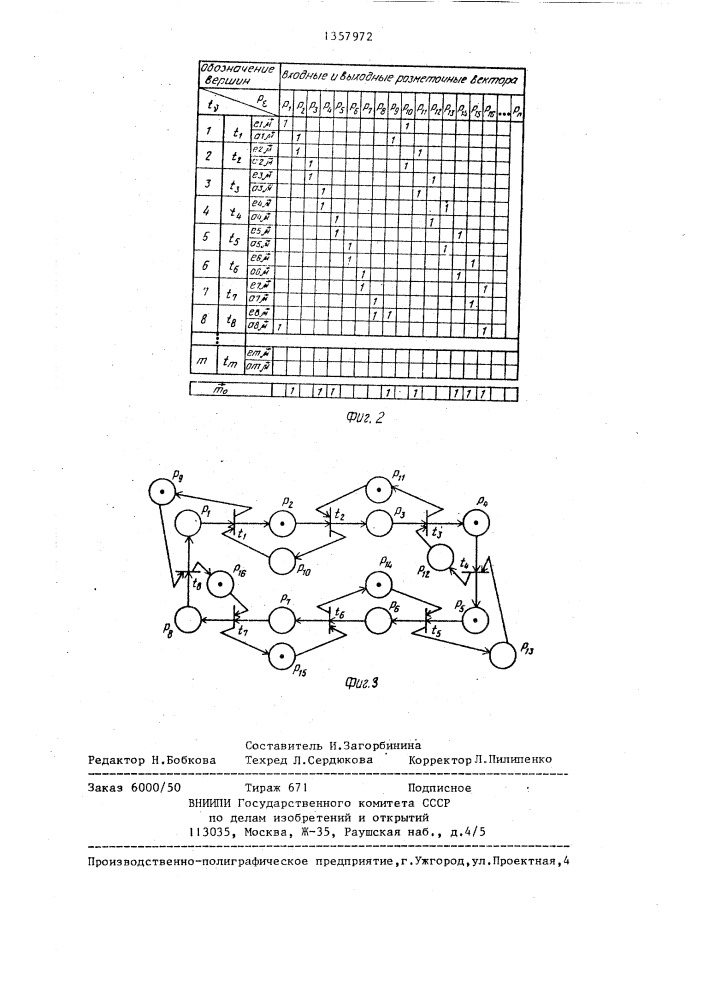 Устройство для моделирования графов петри (патент 1357972)