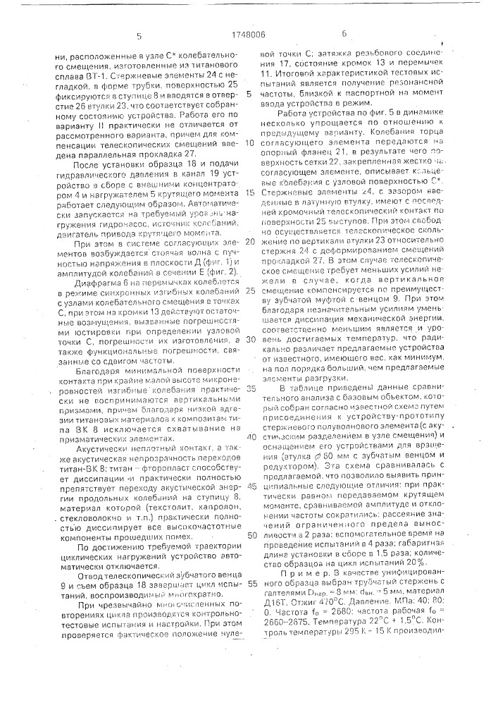 Устройство для усталостных испытаний образцов с кручением и наложением высокочастотных вибраций при гидроподнагрузке (патент 1748006)
