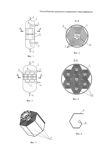 Теплообменник радиально-спирального типа (варианты) (патент 2583316)