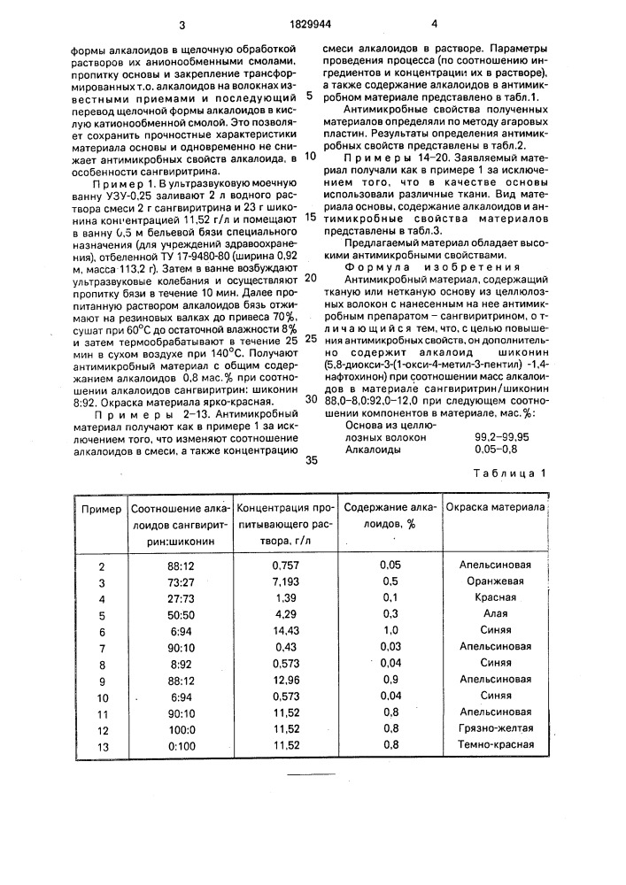 Антимикробный материал (патент 1829944)
