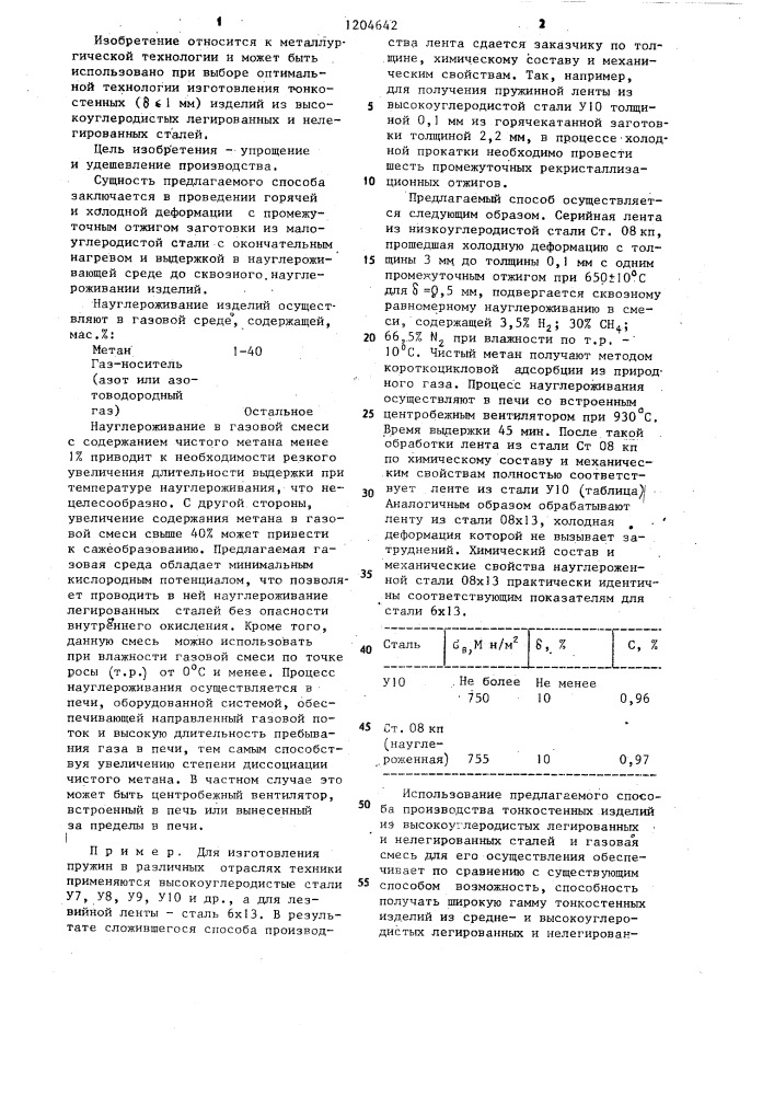 Способ производства тонкостенных изделий из высокоуглеродистой стали (патент 1204642)