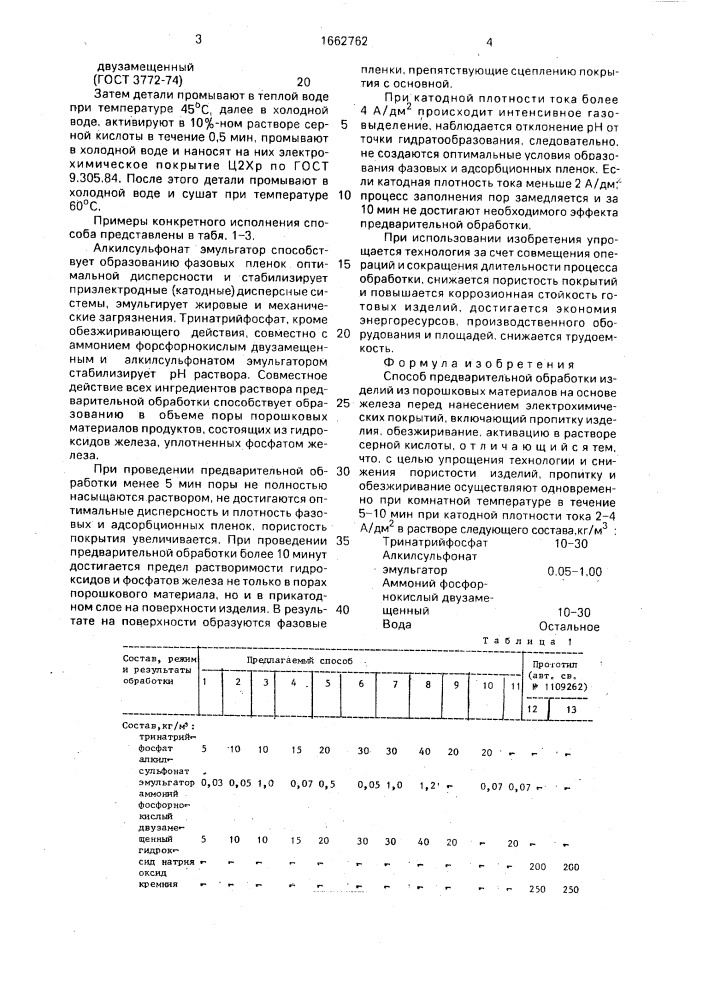 Способ предварительной обработки изделий из порошковых материалов на основе железа перед нанесением электрохимических покрытий (патент 1662762)