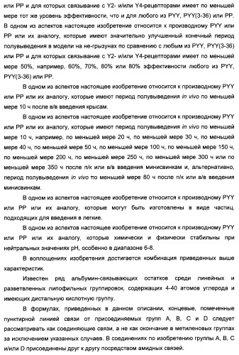 Длительно действующие агонисты рецепторов y2 и(или) y4 (патент 2504550)