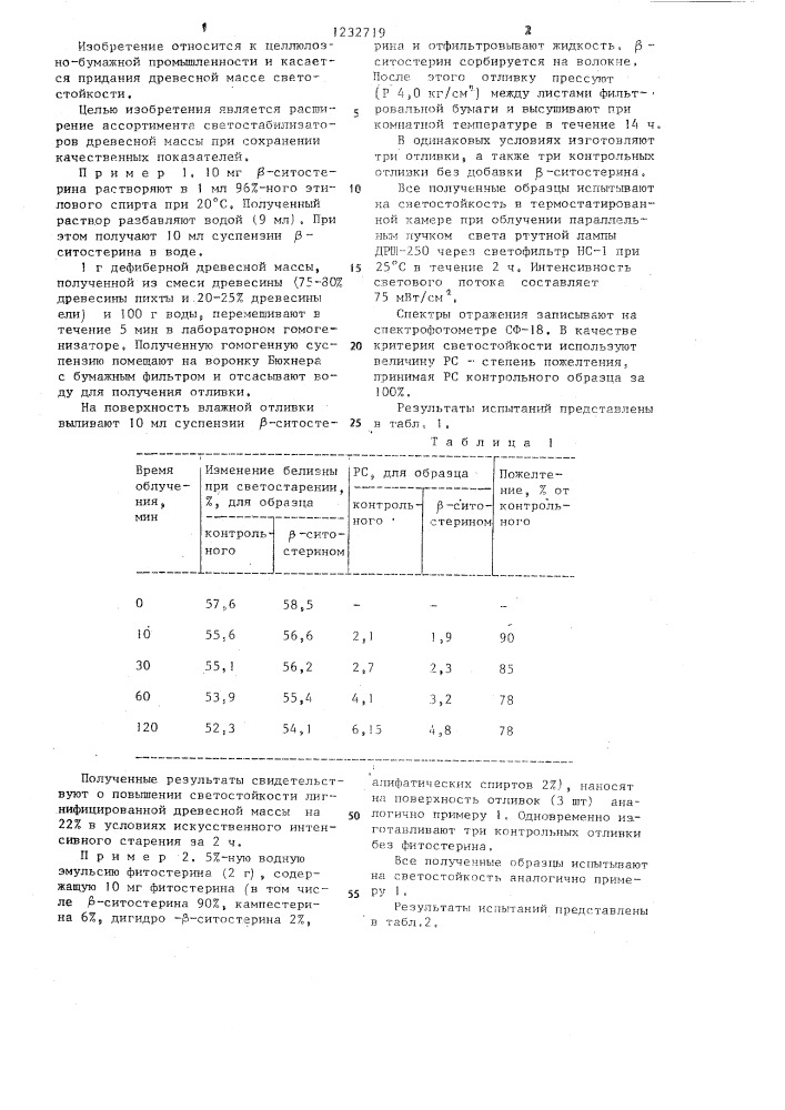 Светостабилизатор древесной массы (патент 1232719)