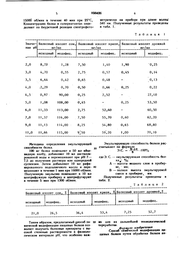 Способ химической модификации пищевых белков (патент 856426)