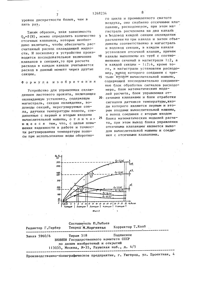 Устройство для управления охлаждением листового проката (патент 1268234)