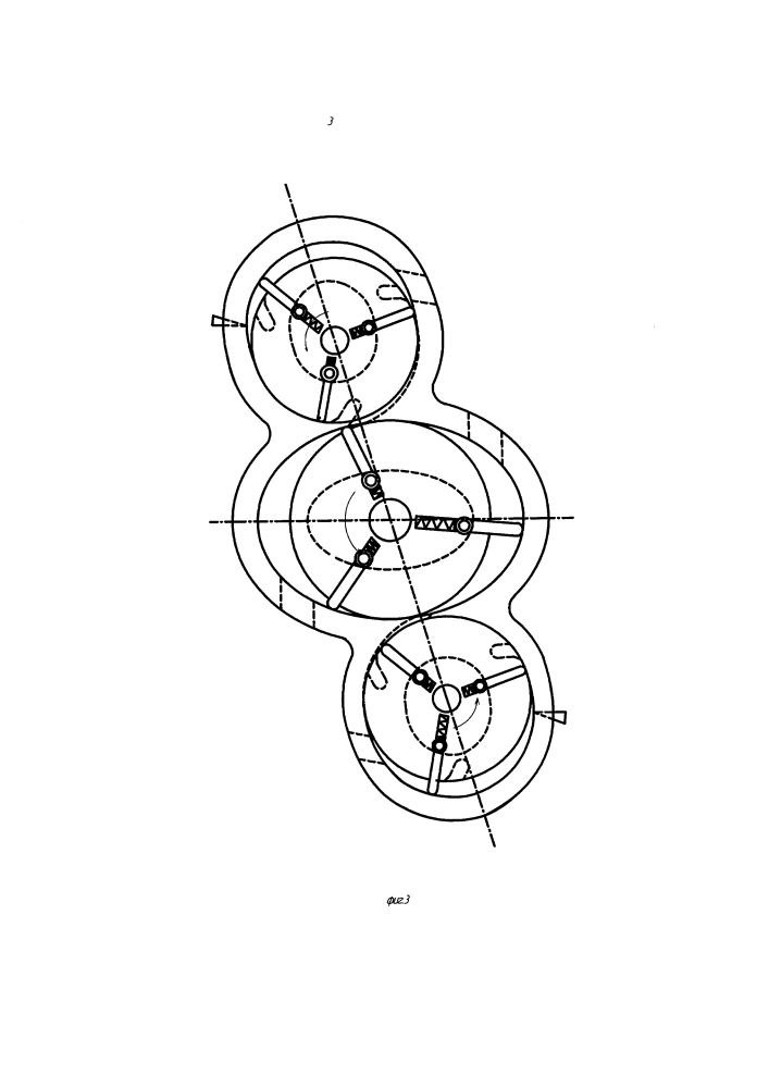 Трёхроторный механизм двигателя внутреннего сгорания (патент 2615855)
