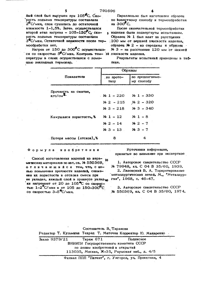 Способ изготовления изделий из керамических материалов (патент 791696)