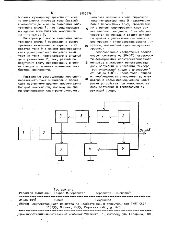 Устройство для формирования спектрометрического импульса (патент 1067976)