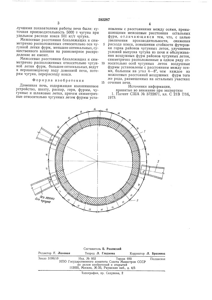 Доменная печь (патент 582287)