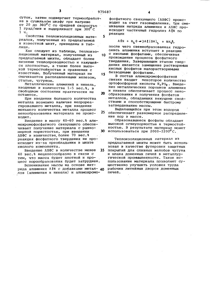 Шихта для изготовления теплоизоляционного материала (патент 975687)