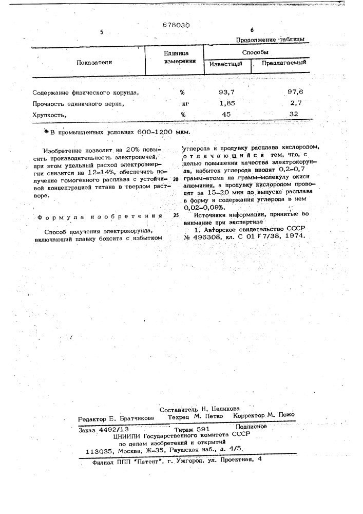 Способ получения электрокорунда (патент 678030)