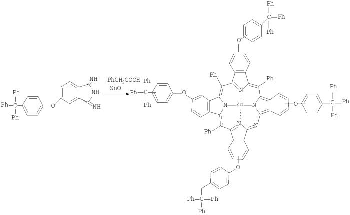 Мезо-трифенилтетра-[-4-(п-трифенилметилфеноксибензо)] моноазапорфиринат цинка (патент 2355697)
