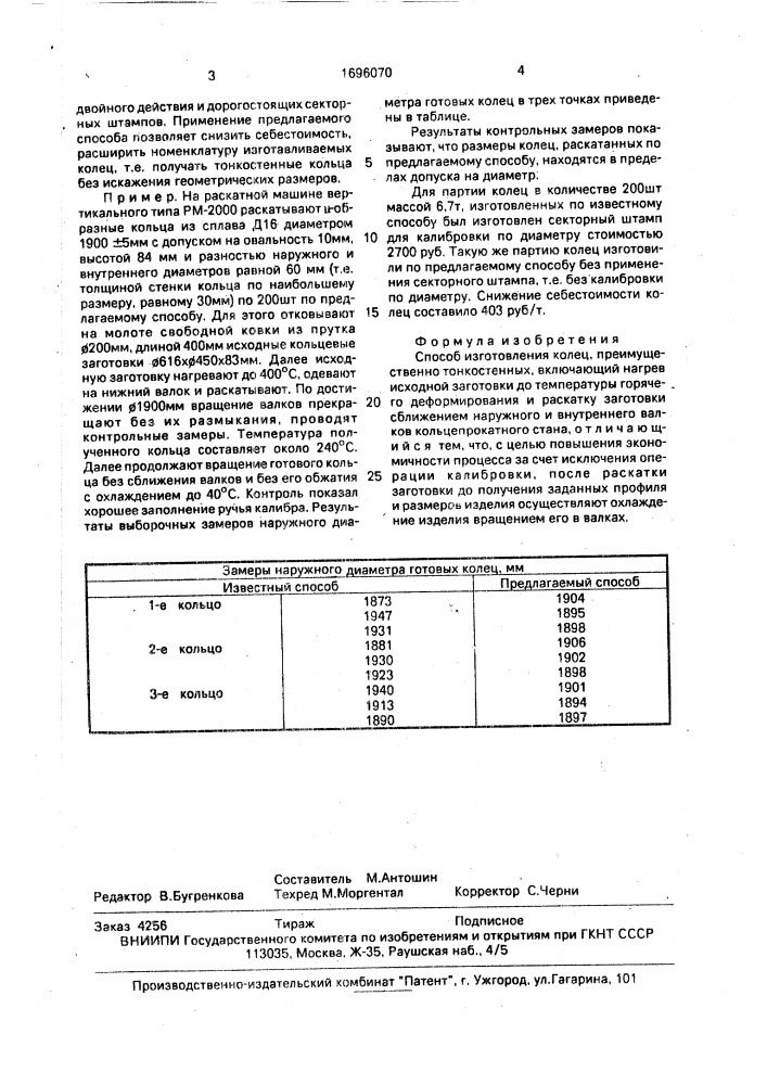 Способ изготовления колец (патент 1696070)