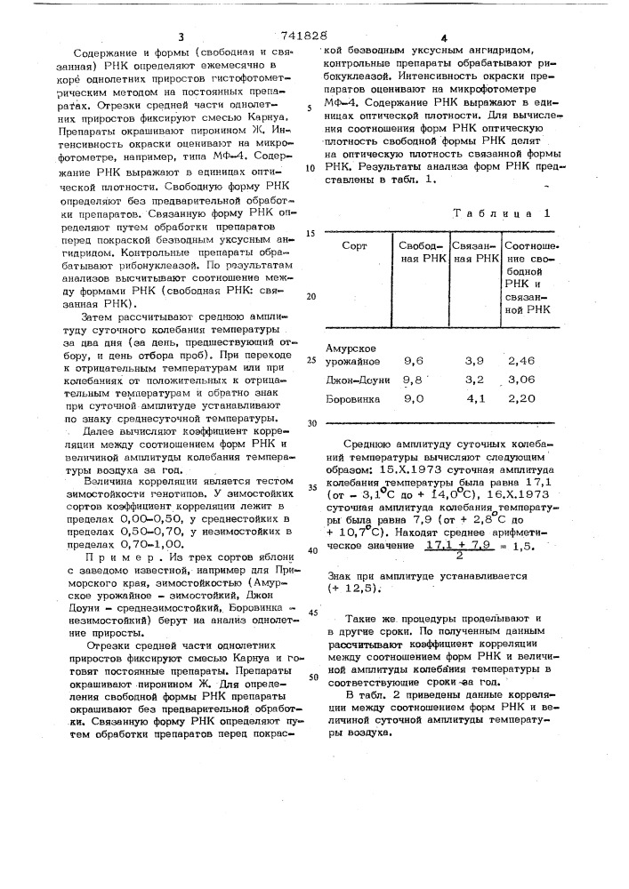 Способ диагностирования зимостойкости генотипов яблони (патент 741828)