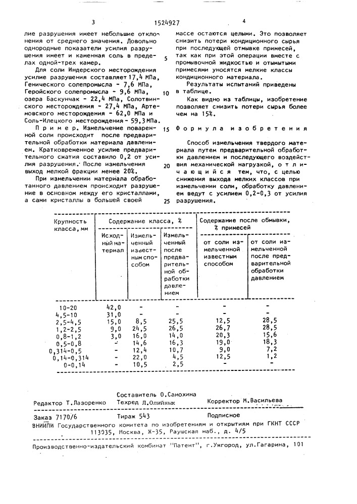 Способ измельчения твердого материала (патент 1524927)