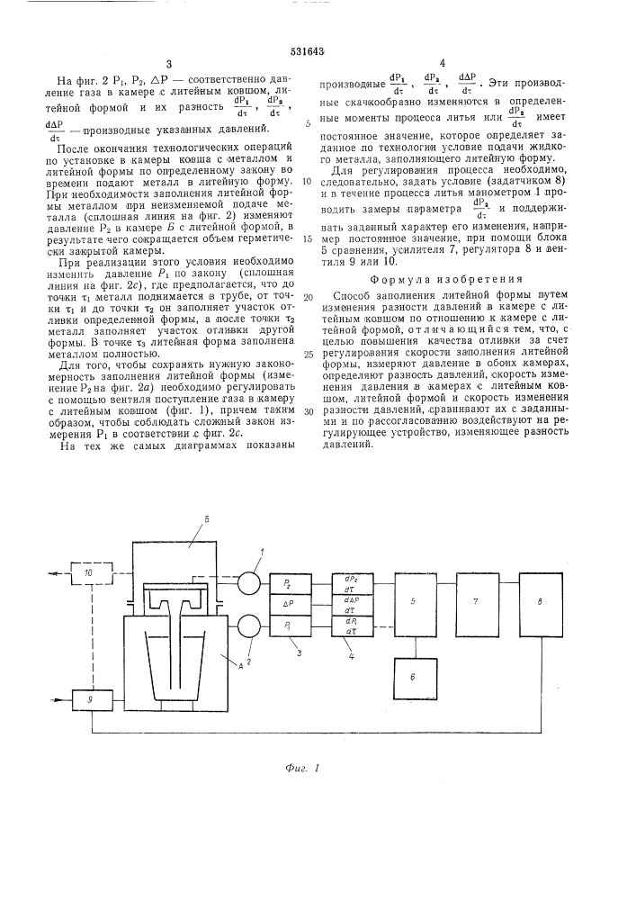 Способ заполнения литейной формы (патент 531643)