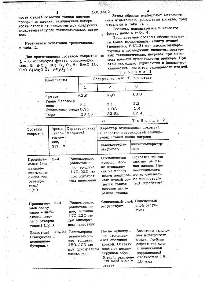 Шликер для получения защитного покрытия для стали (патент 1033462)