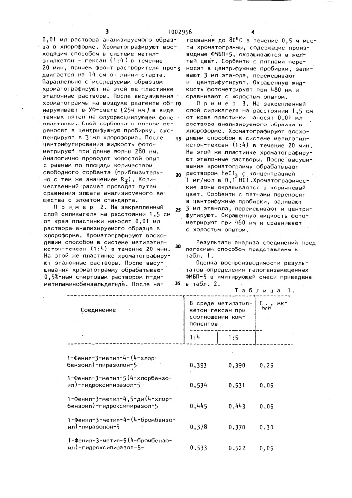 Способ хроматографического разделения галогензамещенных фенилметилбензоилпиразолина-5 (патент 1002956)