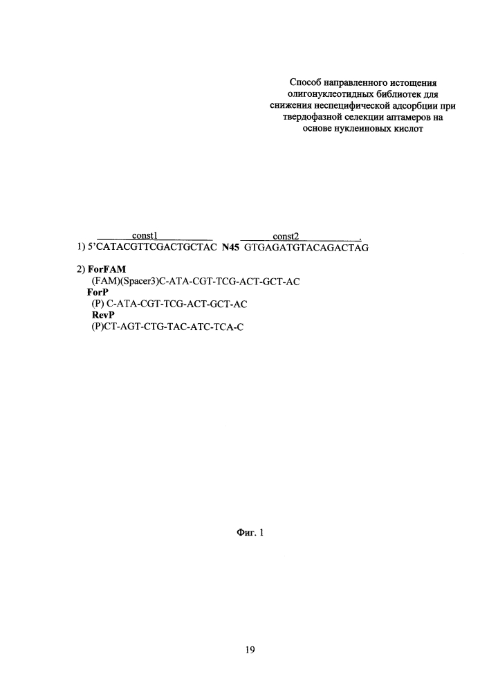 Способ направленного истощения олигонуклеотидных библиотек для снижения неспецифической адсорбции при твердофазной селекции аптамеров на основе нуклеиновых кислот (патент 2618872)